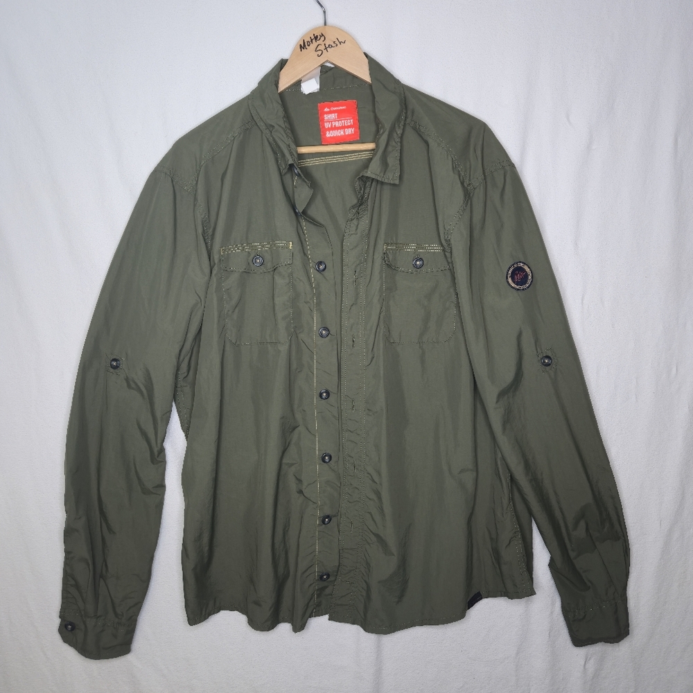 Oxylane Quechua Long Sleeved Grape Leaf Green UV Quick Dry Shirt Size XL